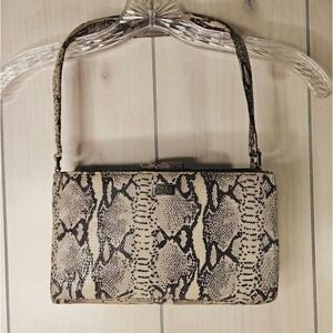 Wilson's Leather Pelle Studio Handbag Purse Gray Snake‎ Pattern Leather Mob Wife